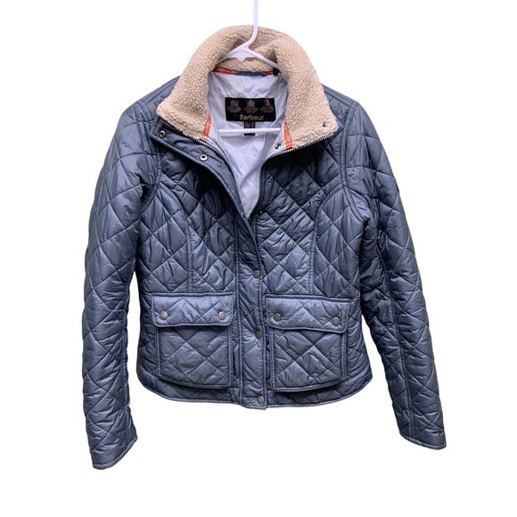 Barbour Womens Gray Quilted Zip Front 2 Pocket Jacket Size 6 - Picture 2 of 8